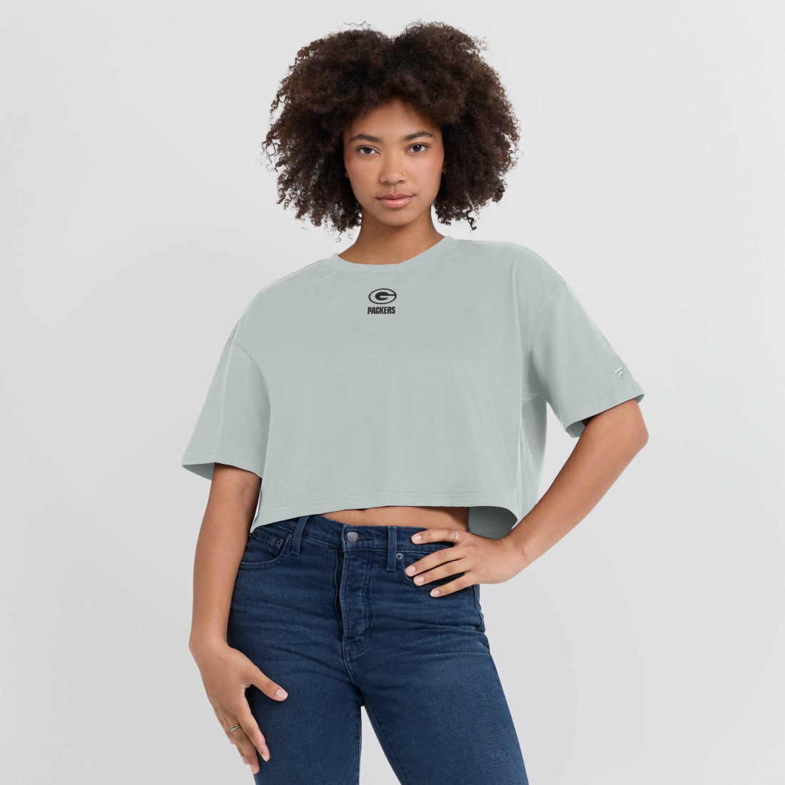 Green Bay Packers Women's Elements Super Soft Boxy Cropped T-Shirt - Gray T-shirts