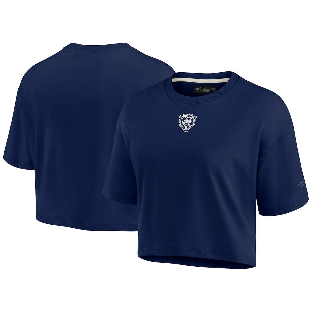 Chicago Bears Women's Elements Super Soft Boxy Cropped T-Shirt - Navy T-shirts