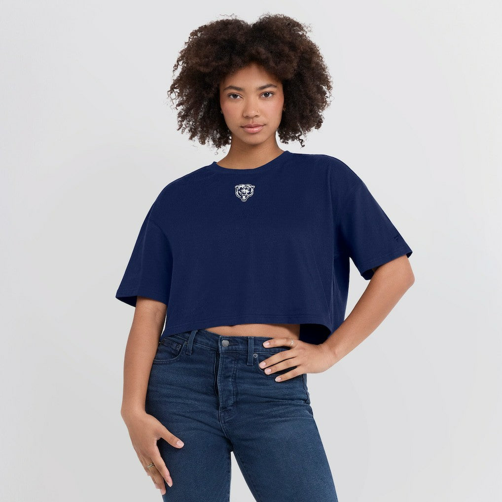 Chicago Bears Women's Elements Super Soft Boxy Cropped T-Shirt - Navy T-shirts