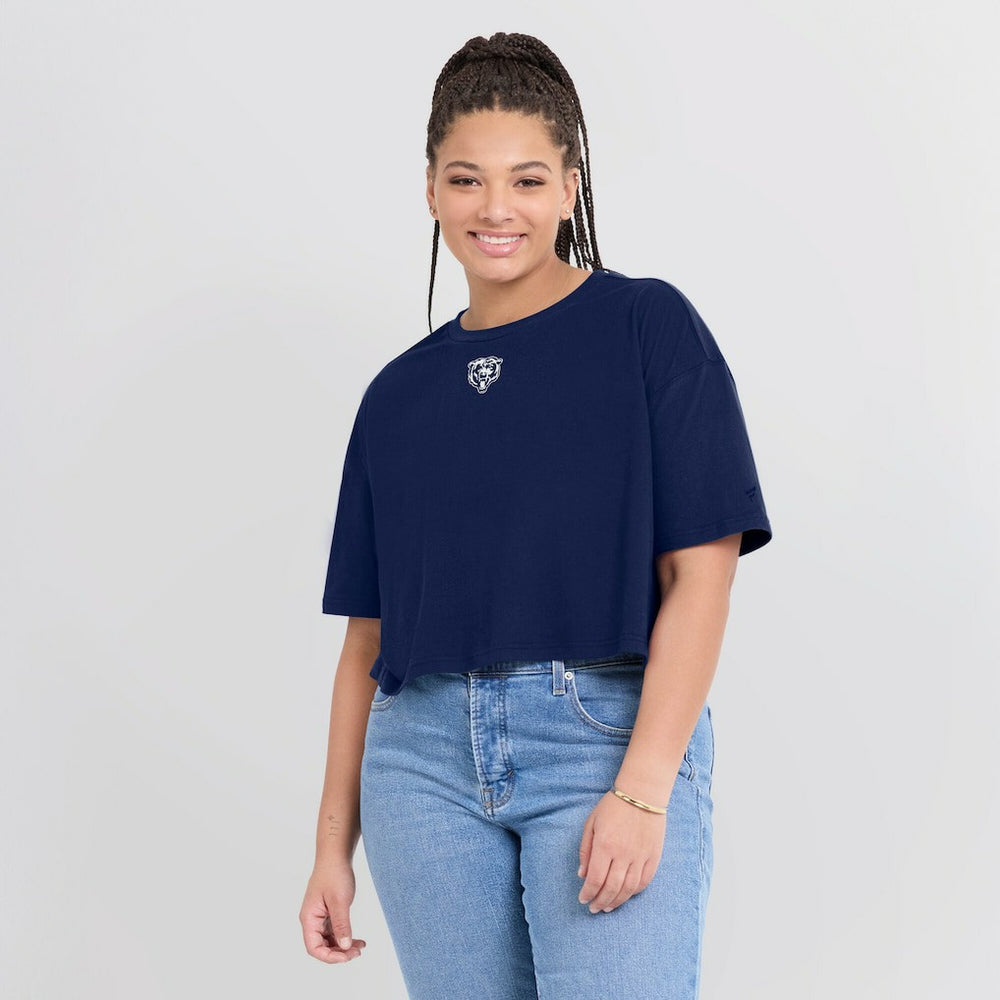 Chicago Bears Women's Elements Super Soft Boxy Cropped T-Shirt - Navy T-shirts