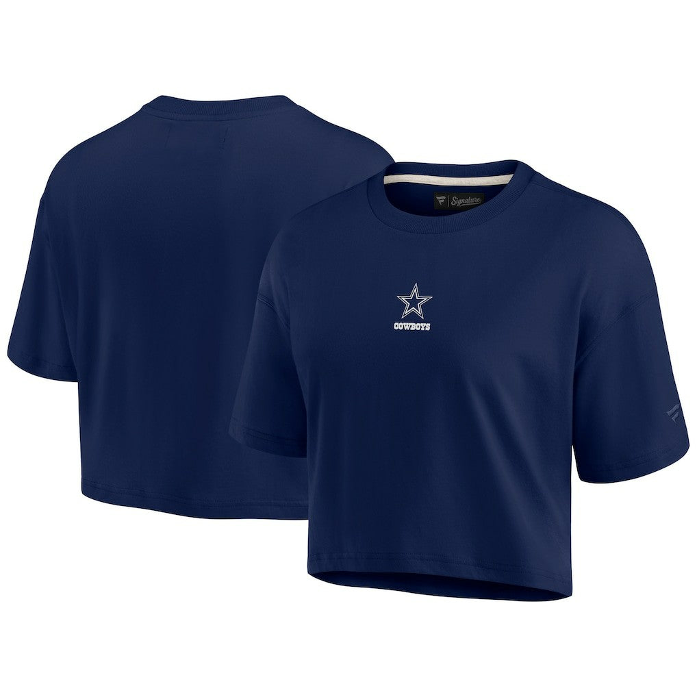 Dallas Cowboys Women's Elements Super Soft Boxy Cropped T-Shirt - Navy T-shirts