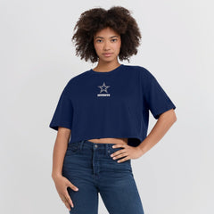 Dallas Cowboys Women's Elements Super Soft Boxy Cropped T-Shirt - Navy T-shirts