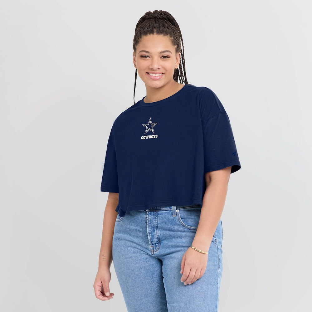 Dallas Cowboys Women's Elements Super Soft Boxy Cropped T-Shirt - Navy T-shirts