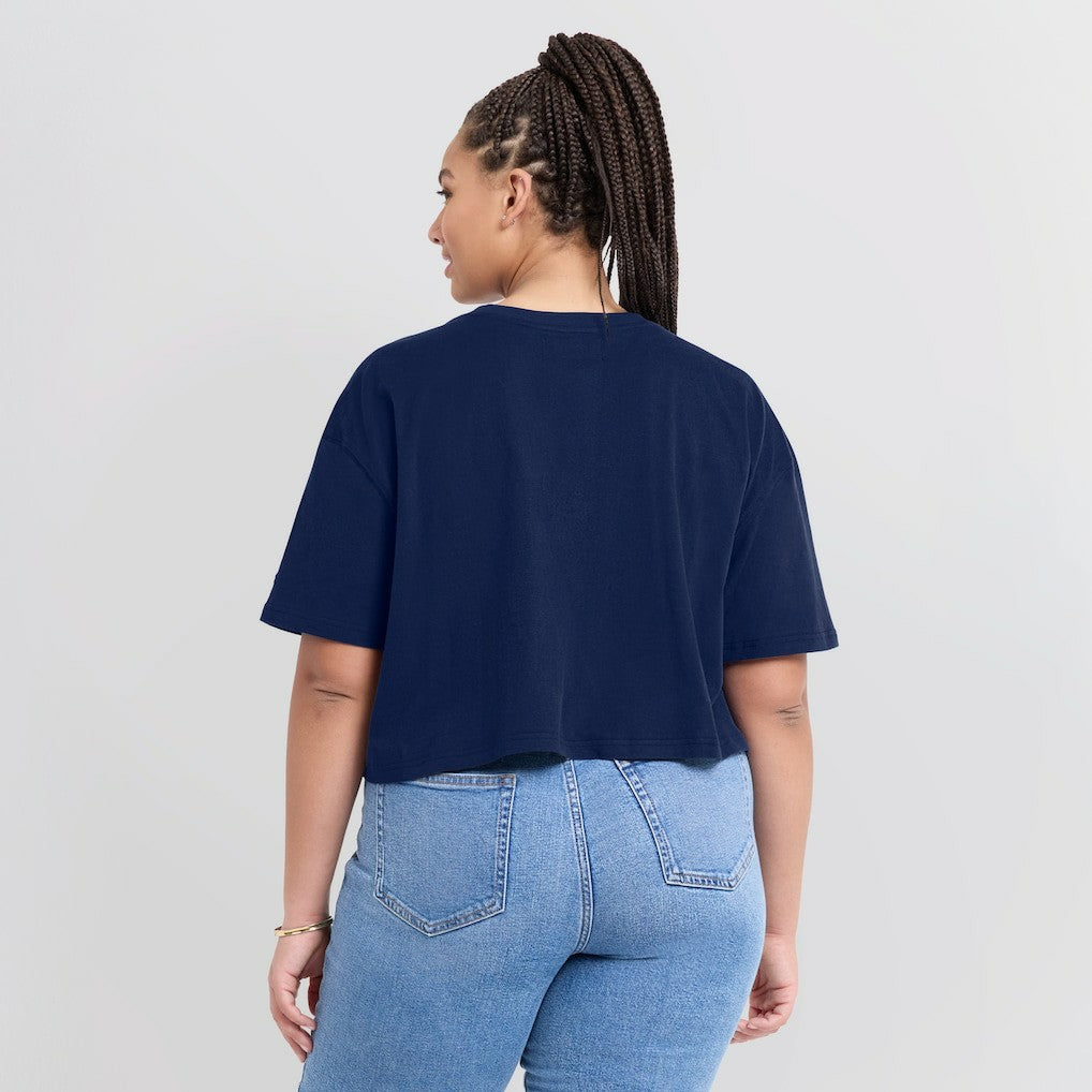 Dallas Cowboys Women's Elements Super Soft Boxy Cropped T-Shirt - Navy T-shirts