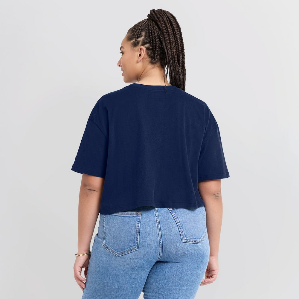 Dallas Cowboys Women's Elements Super Soft Boxy Cropped T-Shirt - Navy T-shirts