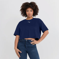 New England Patriots Women's Elements Super Soft Boxy Cropped T-Shirt - Navy T-shirts