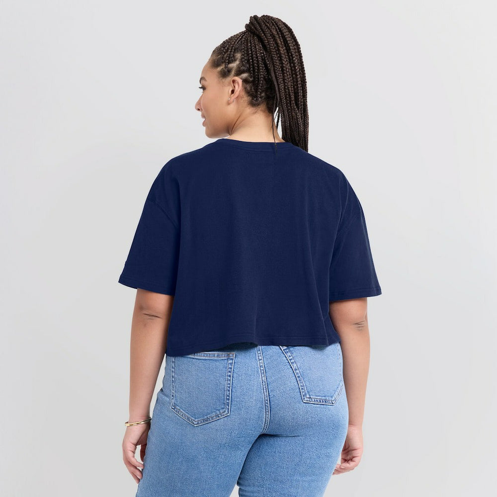 New England Patriots Women's Elements Super Soft Boxy Cropped T-Shirt - Navy T-shirts