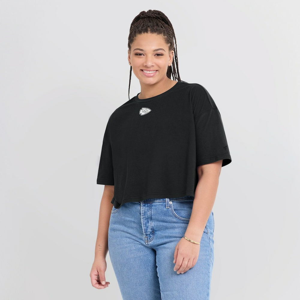 Kansas City Chiefs Women's Elements Super Soft Boxy Cropped T-Shirt - Black T-shirts