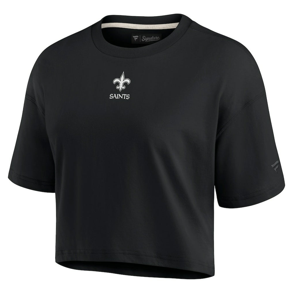 New Orleans Saints Women's Elements Super Soft Boxy Cropped T-Shirt - Black T-shirts
