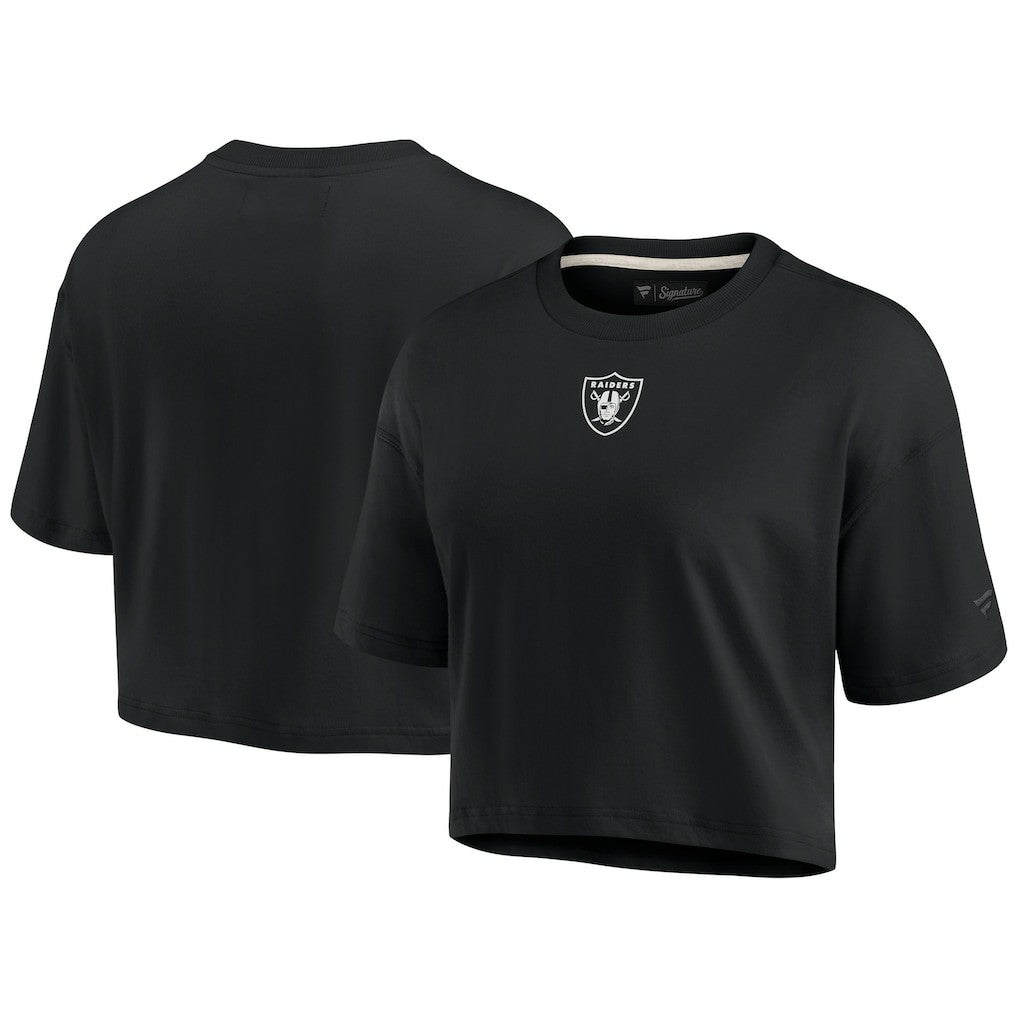 Las Vegas Raiders Women's Elements Super Soft Boxy Cropped T-Shirt - Black T-shirts