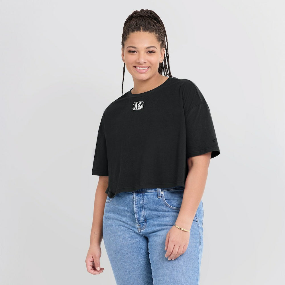 Cincinnati Bengals Women's Elements Super Soft Boxy Cropped T-Shirt - Black T-shirts