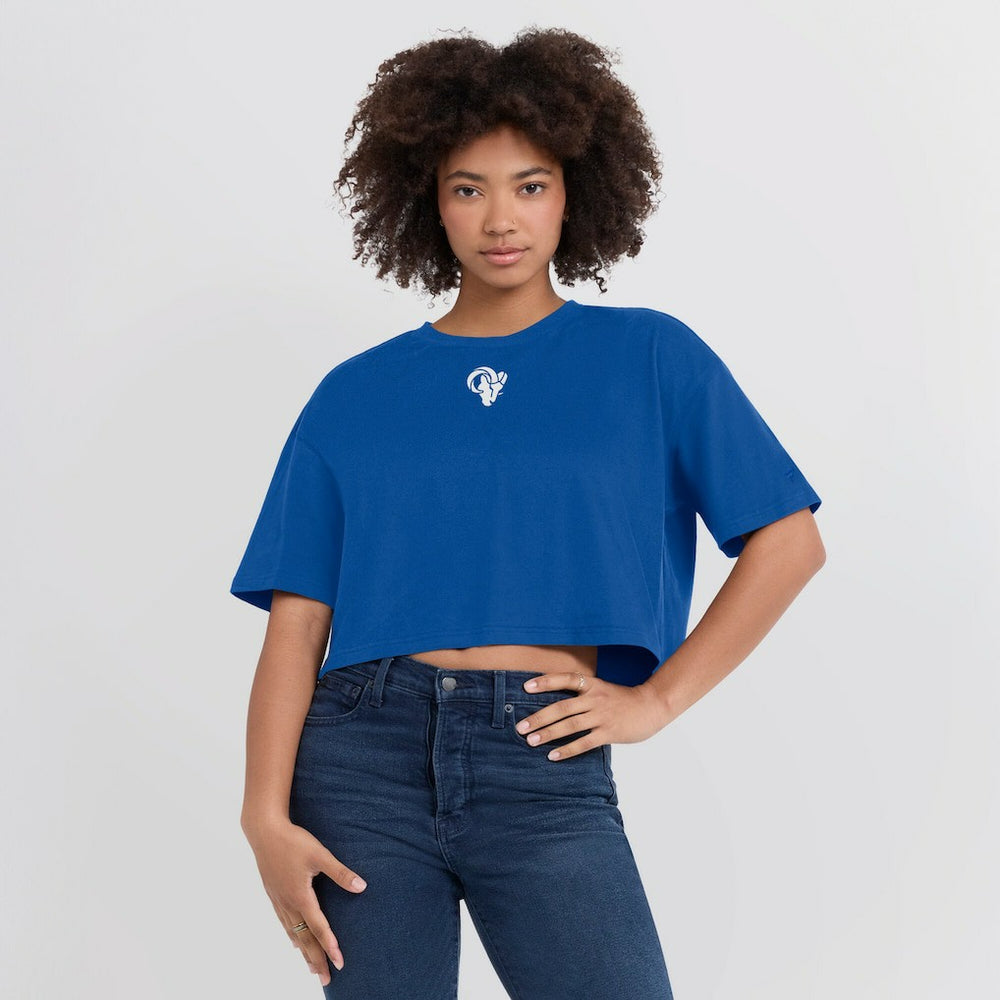 Los Angeles Rams Women's Elements Super Soft Boxy Cropped T-Shirt - Royal T-shirts