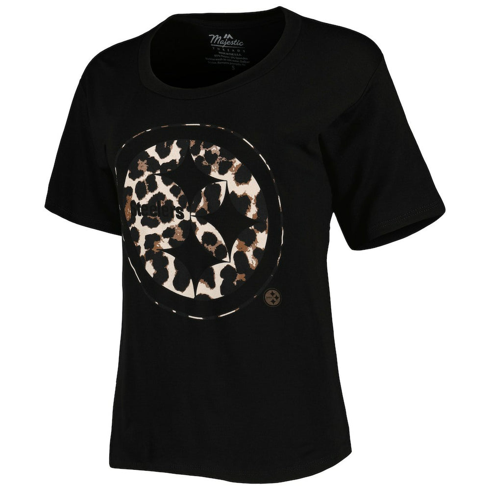T.J. Watt Pittsburgh Steelers Majestic Threads Women's Leopard Player Name & Number T-Shirt - Black T-shirts