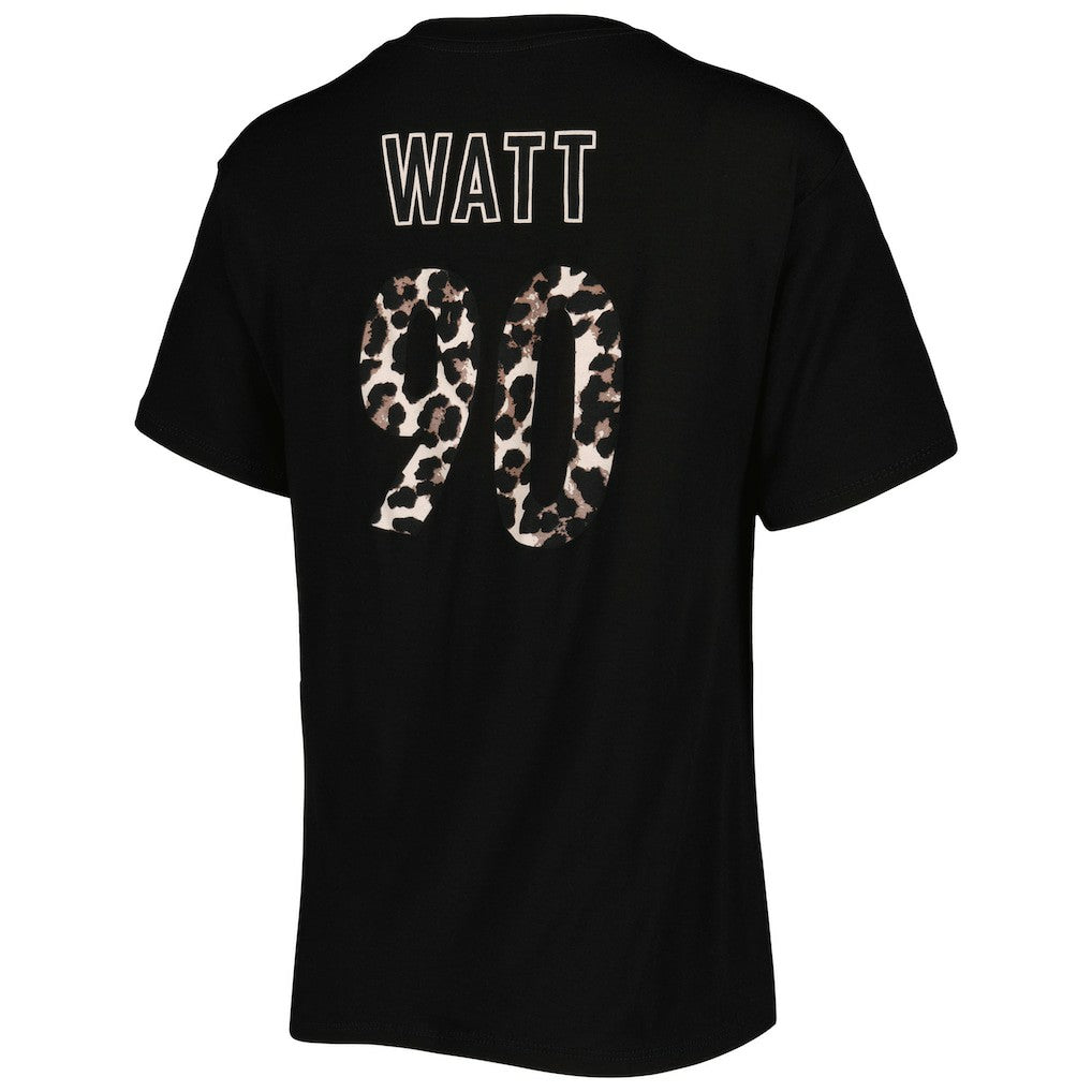 T.J. Watt Pittsburgh Steelers Majestic Threads Women's Leopard Player Name & Number T-Shirt - Black T-shirts