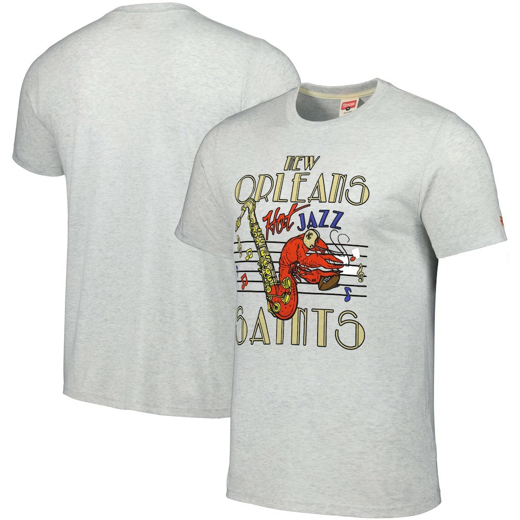 New Orleans Saints Homage Jazz Hyper Local Tri-Blend T-Shirt - Ash T-shirts