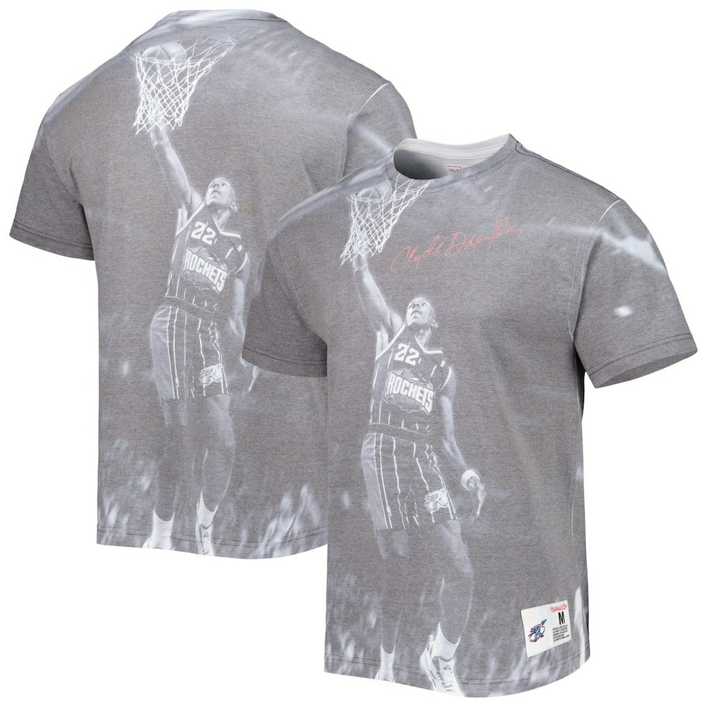 Clyde Drexler Houston Rockets Above The Rim T-Shirt Heather Gray - Mitchell & Ness