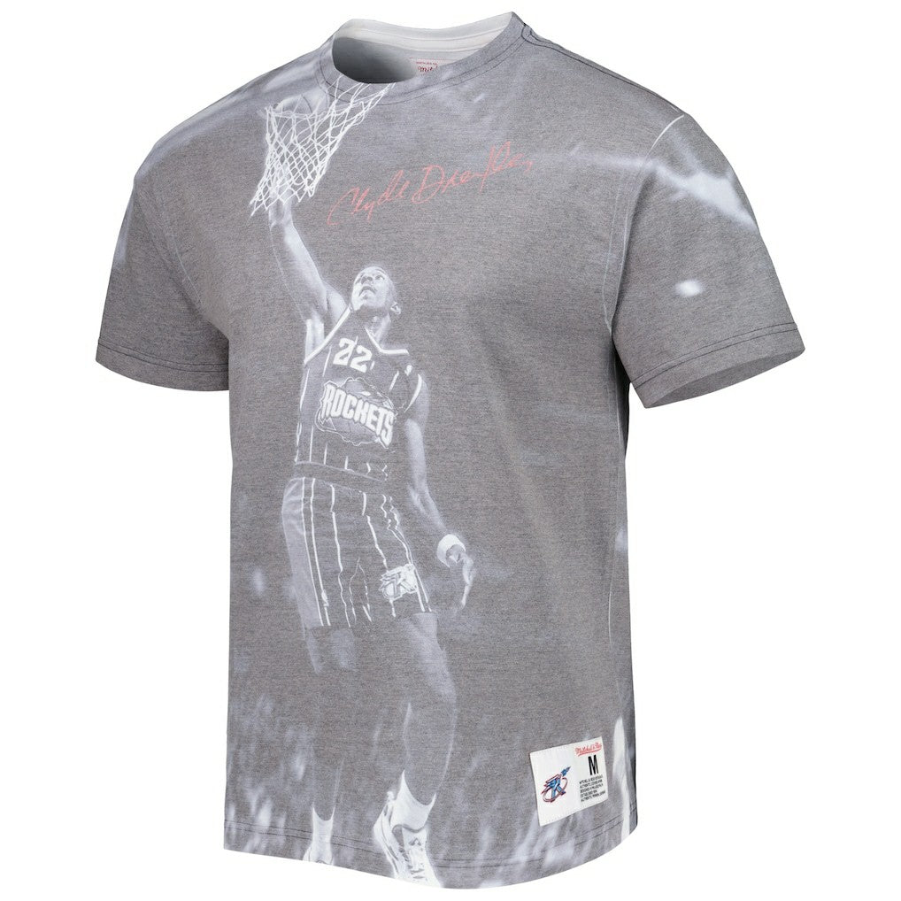 Clyde Drexler Houston Rockets Above The Rim T-Shirt Heather Gray - Mitchell & Ness