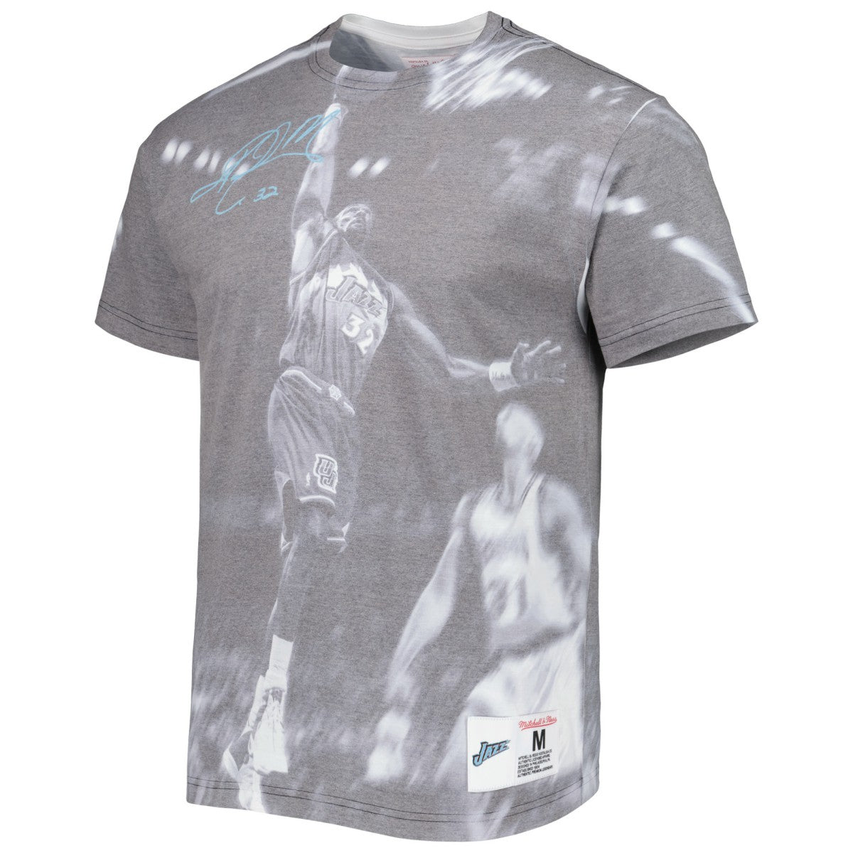 Karl Malone Utah Jazz Above The Rim T-Shirt Heather Gray - Mitchell & Ness