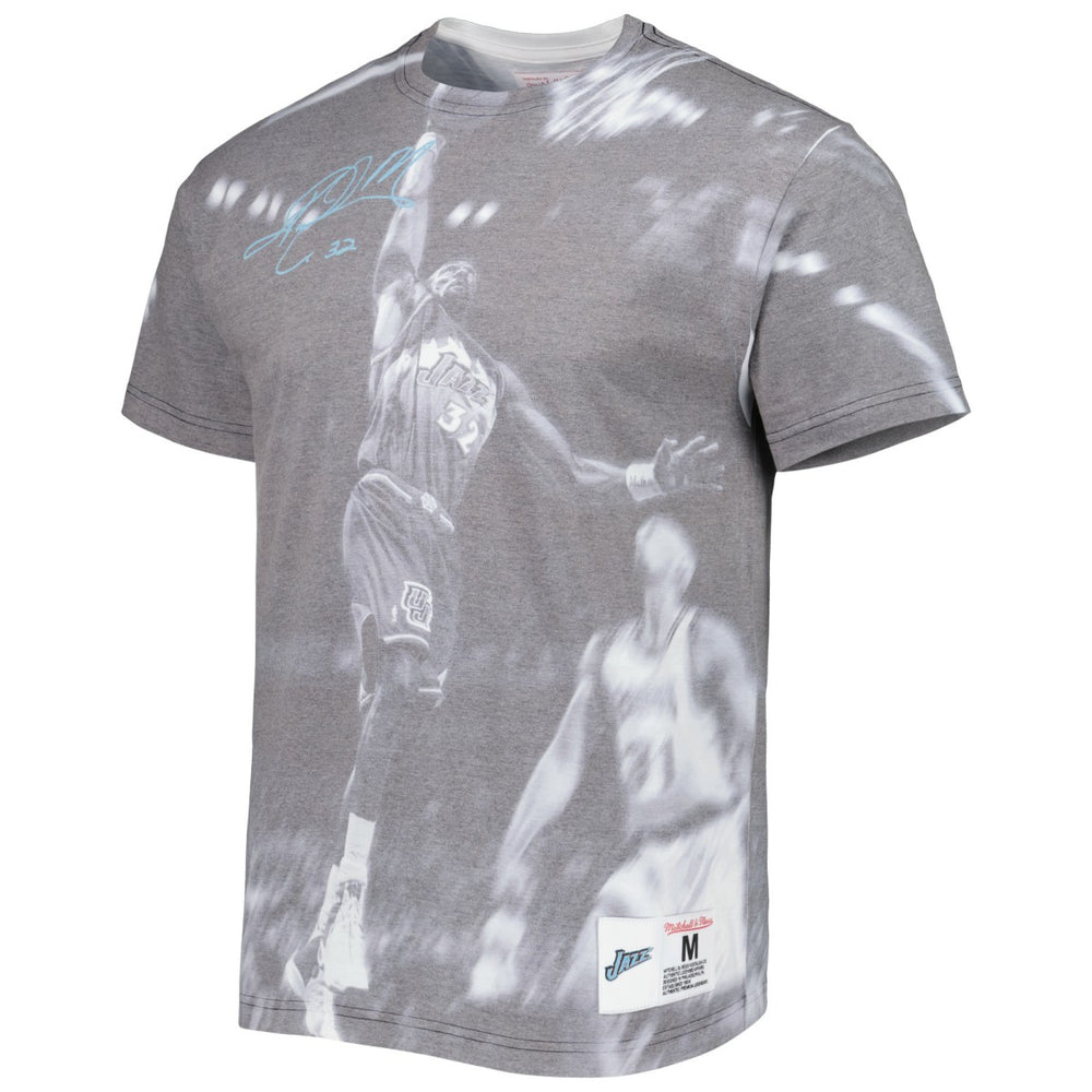 Karl Malone Utah Jazz Above The Rim T-Shirt Heather Gray - Mitchell & Ness