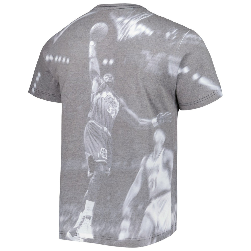 Karl Malone Utah Jazz Above The Rim T-Shirt Heather Gray - Mitchell & Ness
