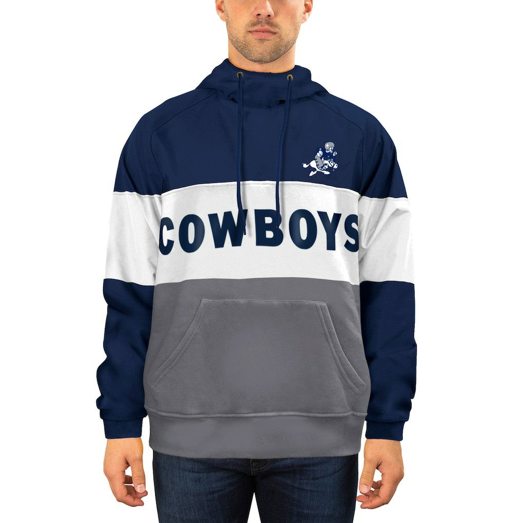 Dallas Cowboys New Era Fleece Retro Joe Pullover Hoodie - Navy/White Hoodies