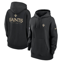 New Orleans Saints Women's 2023 Sideline Club Fleece Pullover Hoodie - Black Hoodies