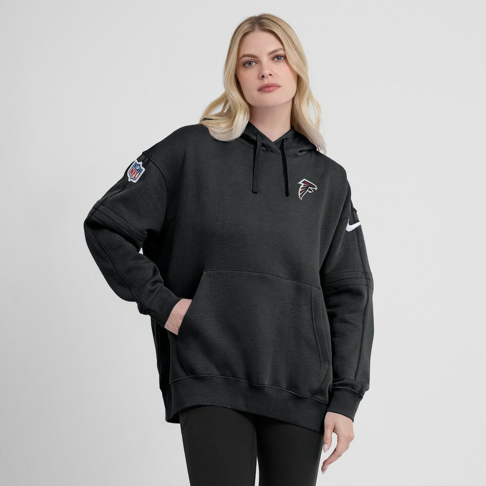 Atlanta Falcons Women's 2023 Sideline Club Fleece Pullover Hoodie - Black Hoodies