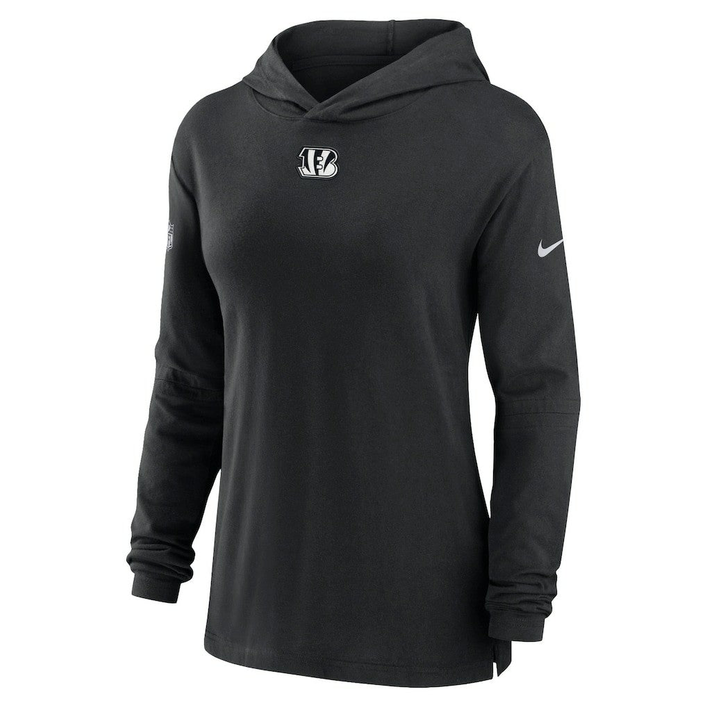 Cincinnati Bengals Women's Sideline Performance Long Sleeve Hoodie T-Shirt - Black Hoodies