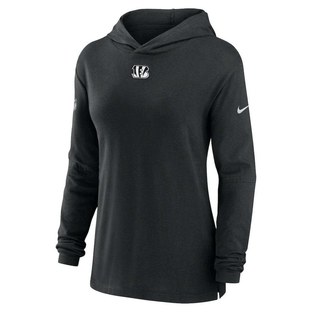 Cincinnati Bengals Women's Sideline Performance Long Sleeve Hoodie T-Shirt - Black Hoodies