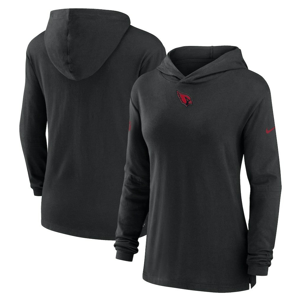 Arizona Cardinals Women's Sideline Performance Long Sleeve Hoodie T-Shirt - Black Hoodies