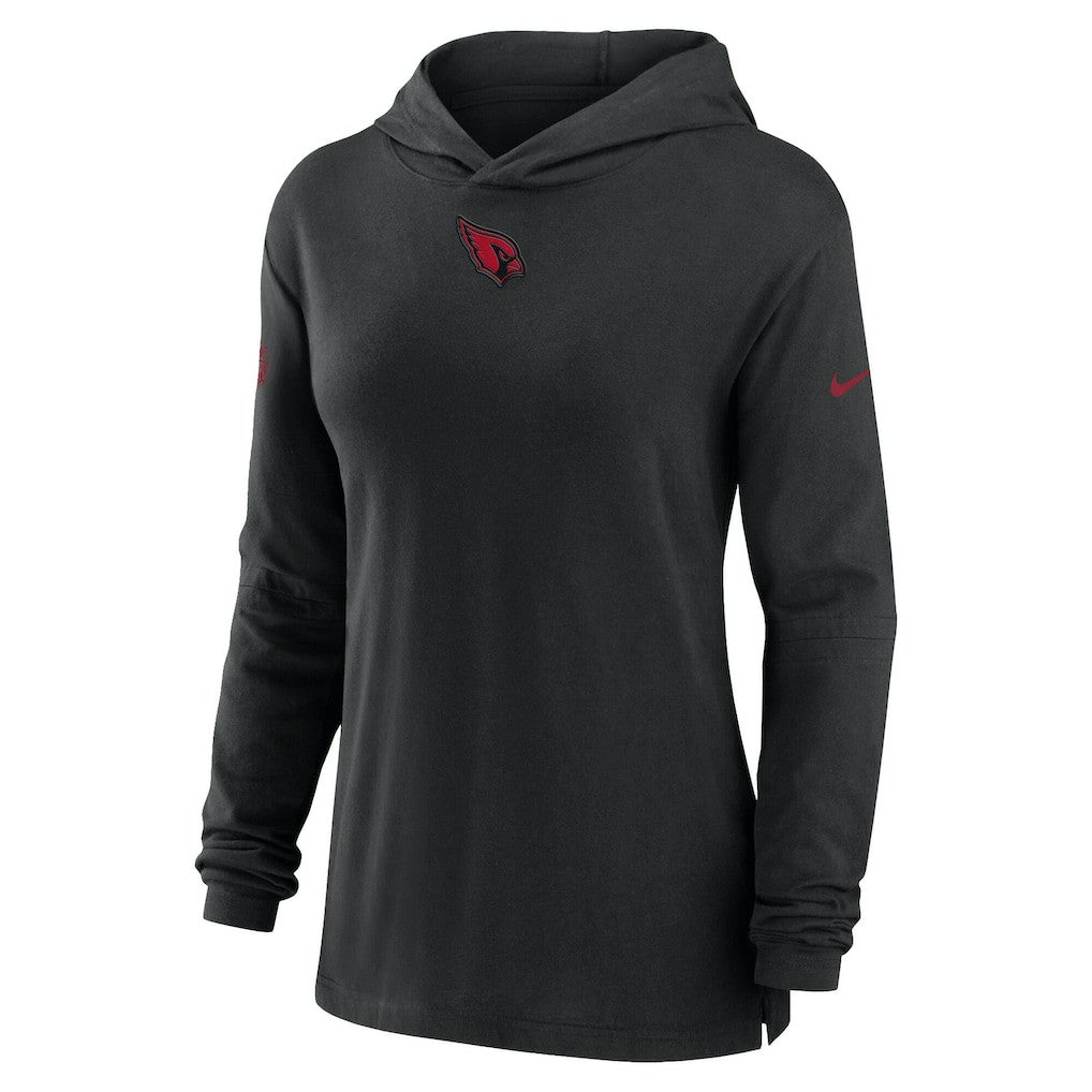 Arizona Cardinals Women's Sideline Performance Long Sleeve Hoodie T-Shirt - Black Hoodies
