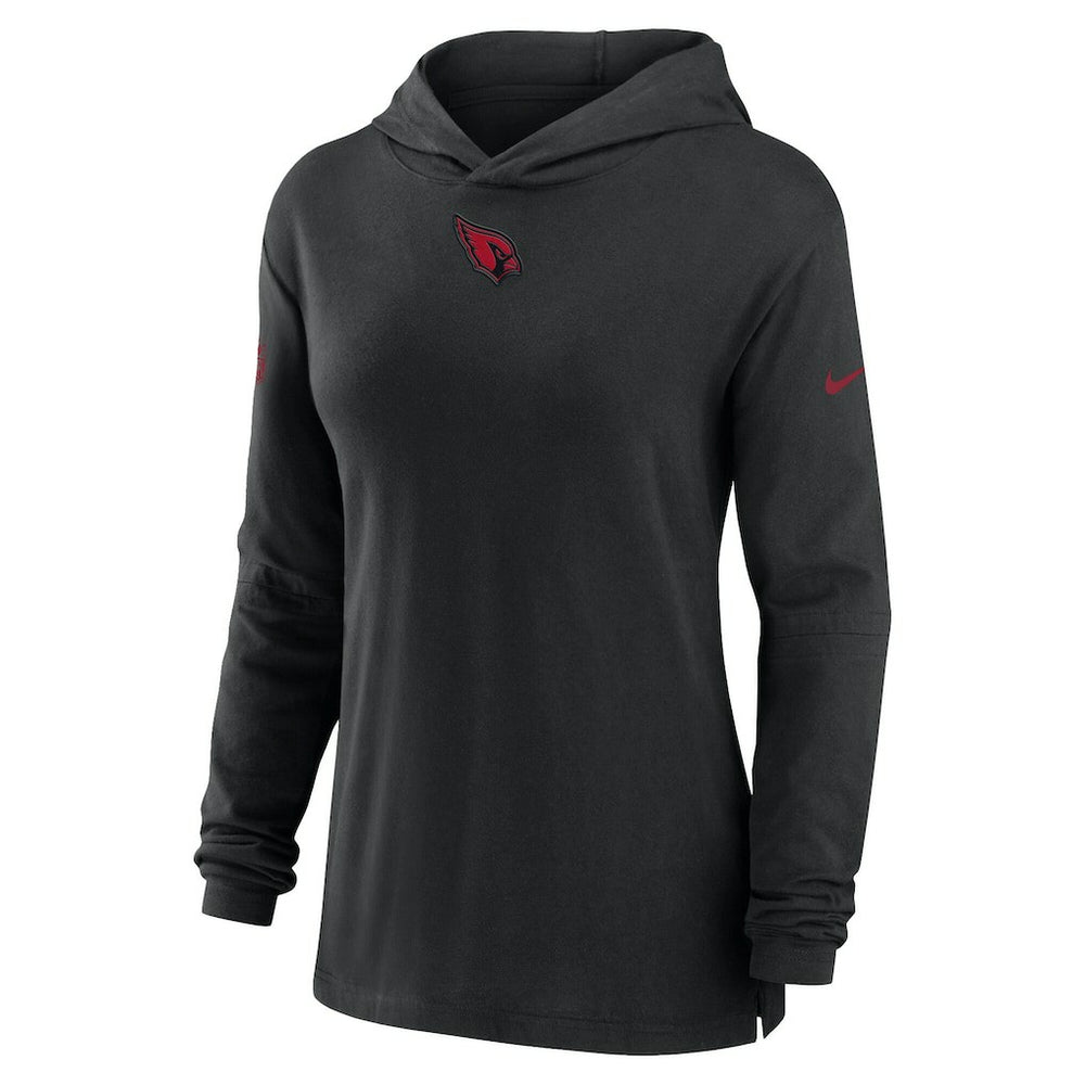 Arizona Cardinals Women's Sideline Performance Long Sleeve Hoodie T-Shirt - Black Hoodies