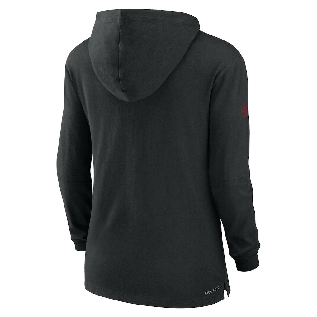 Arizona Cardinals Women's Sideline Performance Long Sleeve Hoodie T-Shirt - Black Hoodies
