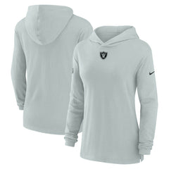 Las Vegas Raiders Women's Sideline Performance Long Sleeve Hoodie T-Shirt - Silver Hoodies