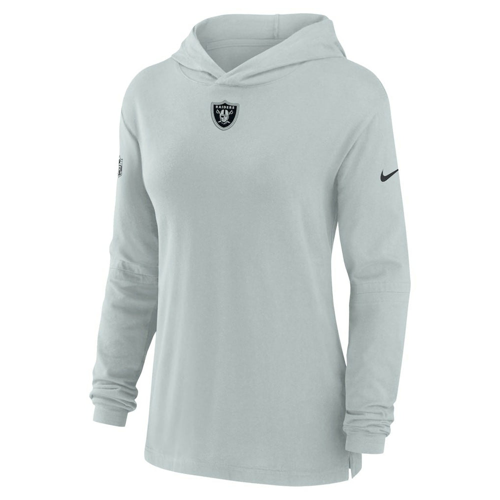 Las Vegas Raiders Women's Sideline Performance Long Sleeve Hoodie T-Shirt - Silver Hoodies