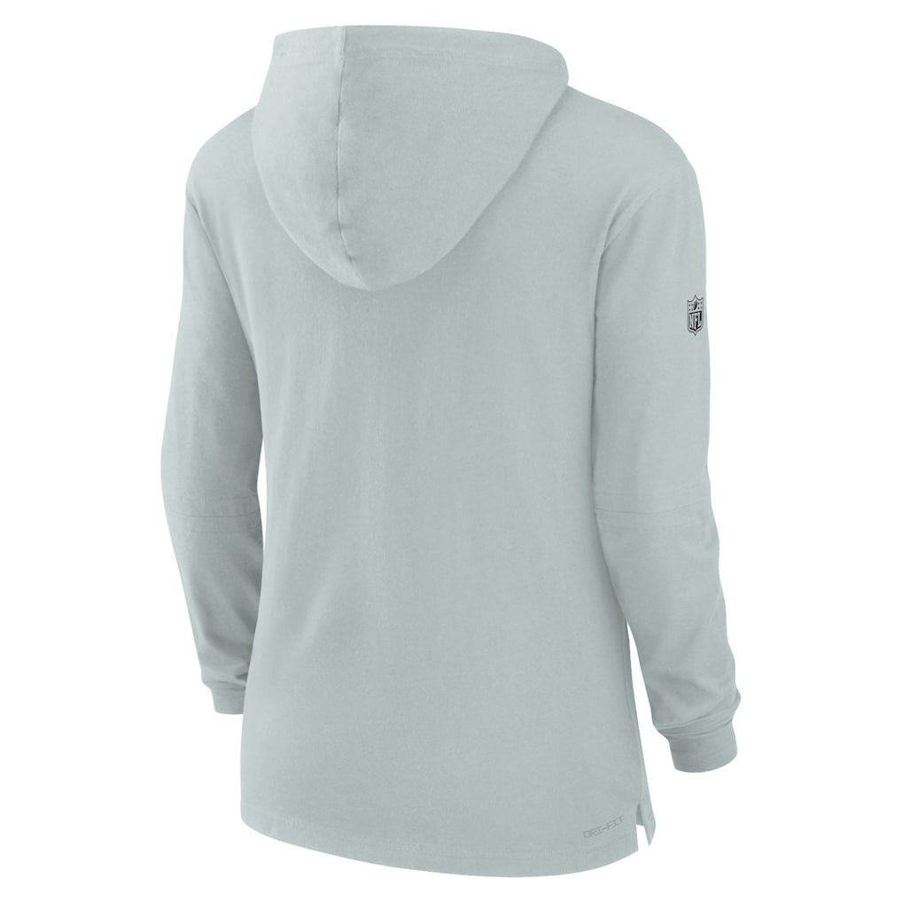 Las Vegas Raiders Women's Sideline Performance Long Sleeve Hoodie T-Shirt - Silver Hoodies