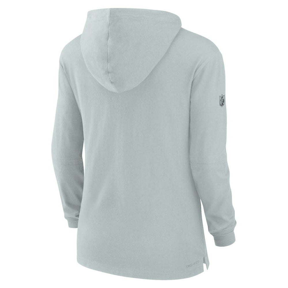 Las Vegas Raiders Women's Sideline Performance Long Sleeve Hoodie T-Shirt - Silver Hoodies