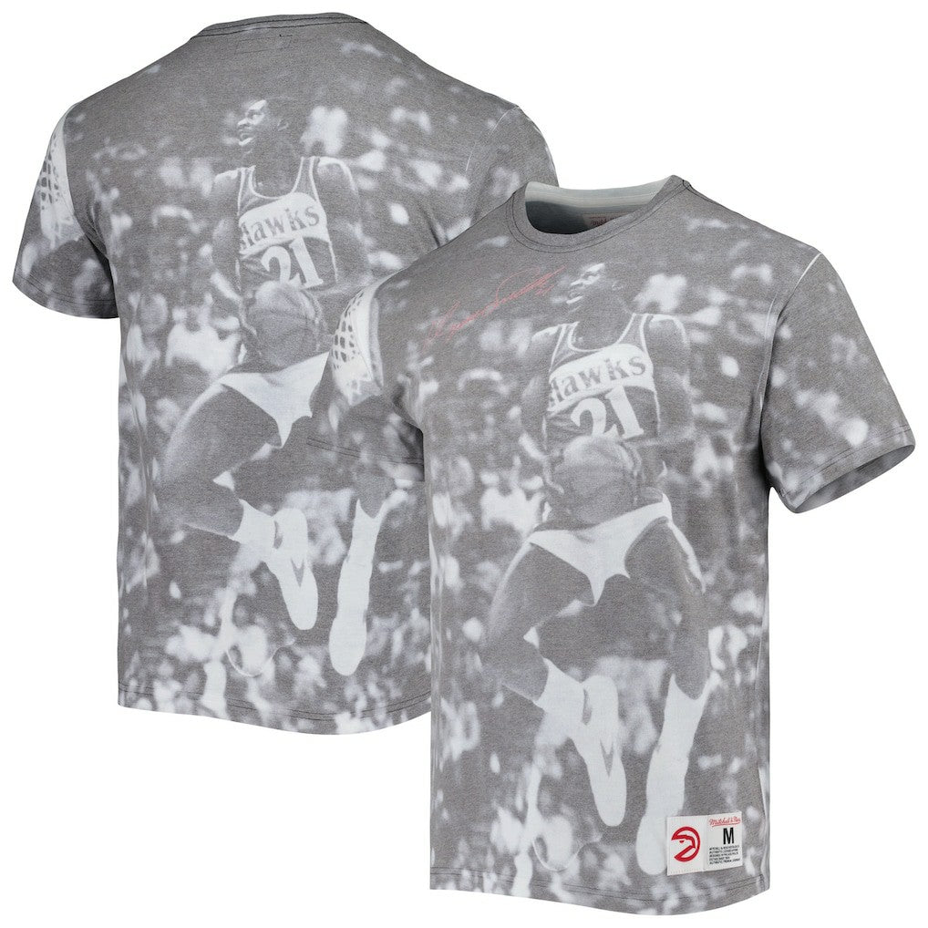 Dominique Wilkins Atlanta Hawks Above The Rim T-Shirt Heather Gray - Mitchell & Ness