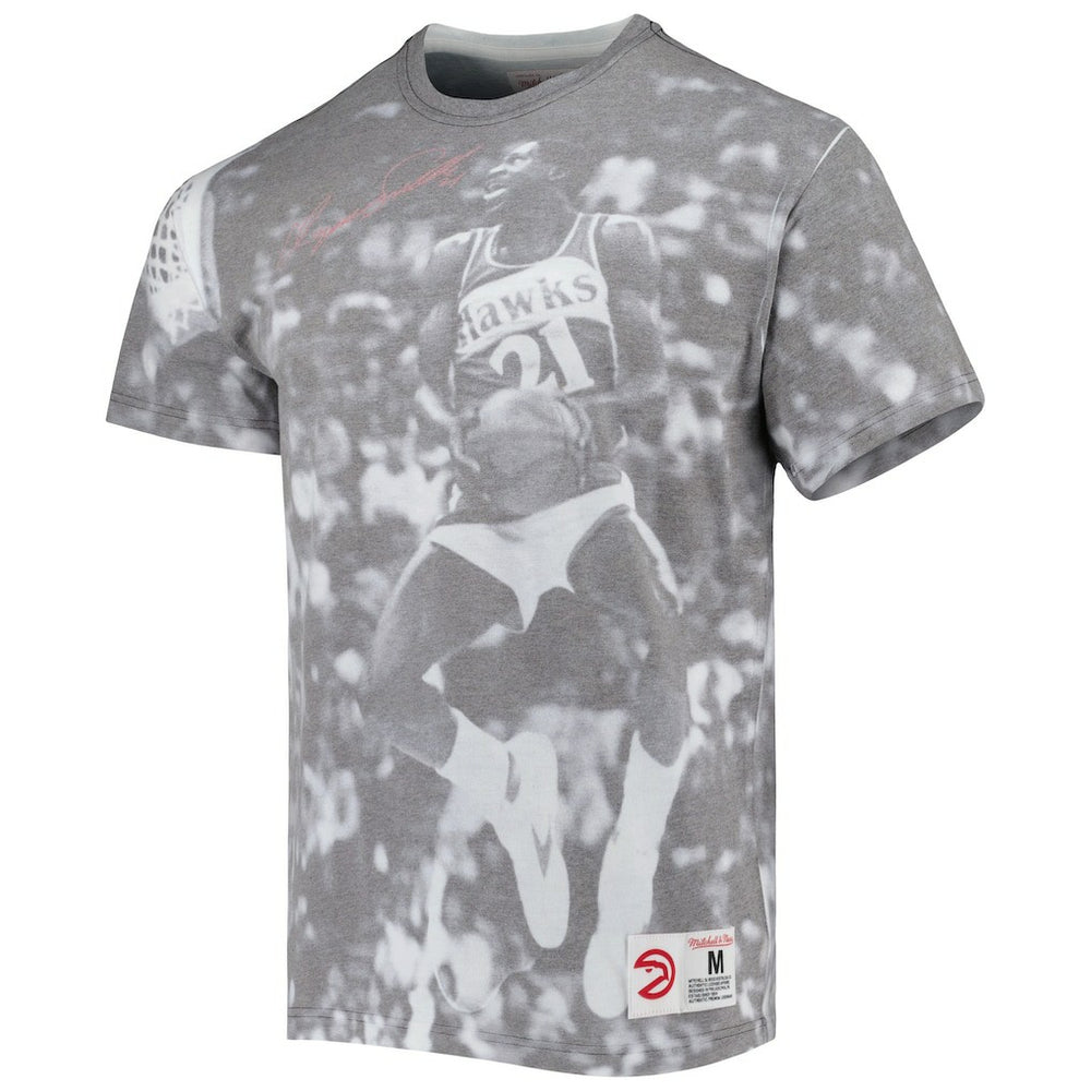 Dominique Wilkins Atlanta Hawks Above The Rim T-Shirt Heather Gray - Mitchell & Ness