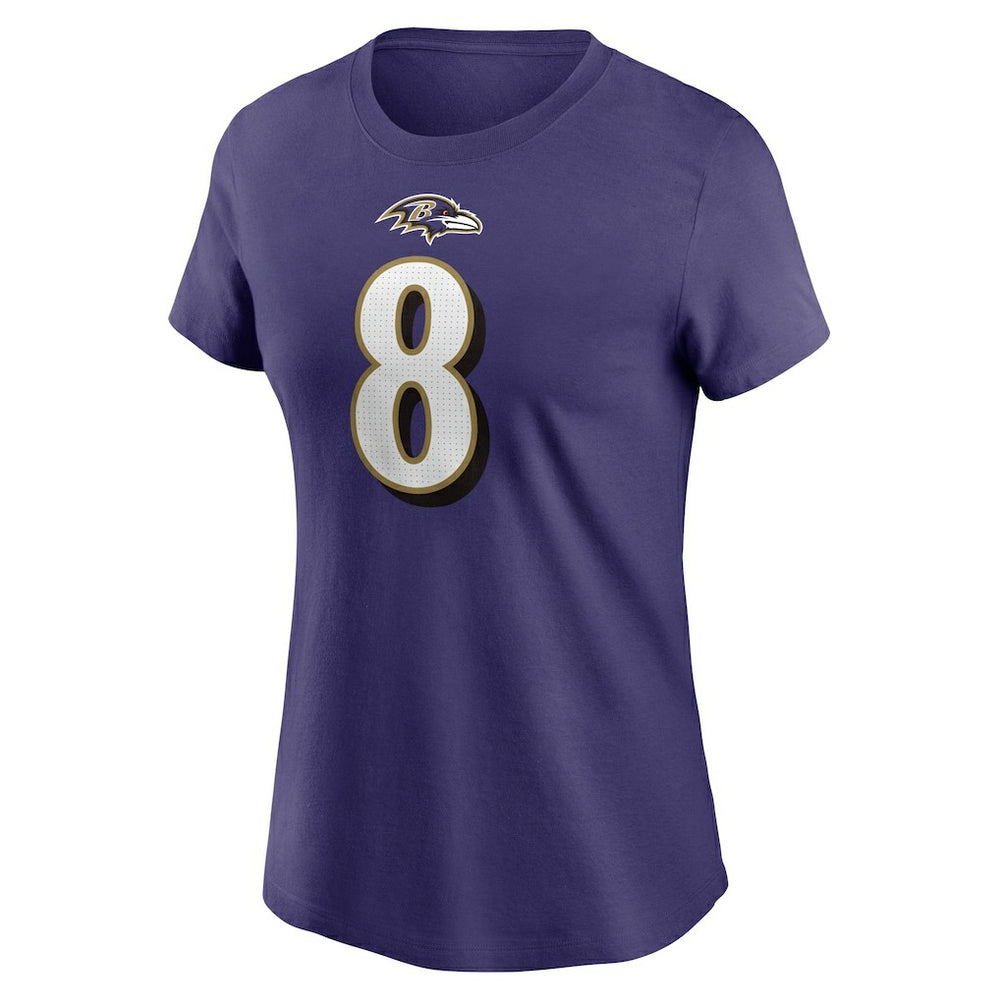Lamar Jackson Baltimore Ravens Women's Player Name & Number T-Shirt - Purple T-shirts
