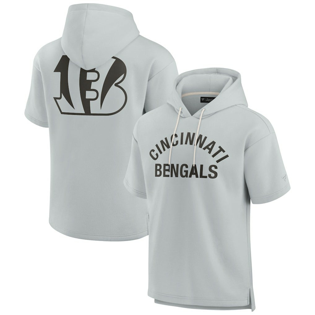 Cincinnati Bengals Unisex Elements Super Soft Fleece Short Sleeve Pullover Hoodie - Gray Hoodies