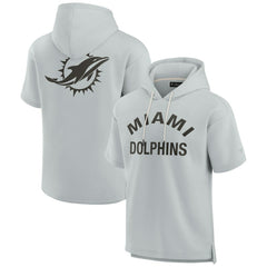 Miami Dolphins Unisex Elements Super Soft Fleece Short Sleeve Pullover Hoodie - Gray Hoodies