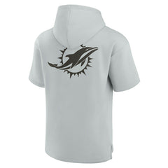 Miami Dolphins Unisex Elements Super Soft Fleece Short Sleeve Pullover Hoodie - Gray Hoodies