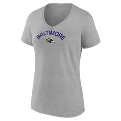 Baltimore Ravens Women's Team Arc V-Neck T-Shirt - Heather Gray T-shirts
