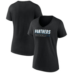 Carolina Panthers Women's Primary Play V-Neck T-Shirt - Black T-shirts