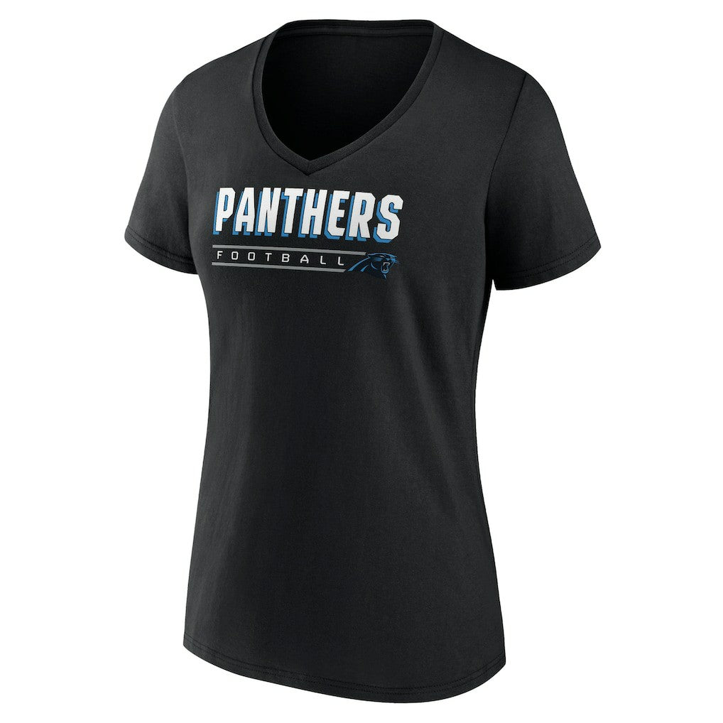 Carolina Panthers Women's Primary Play V-Neck T-Shirt - Black T-shirts