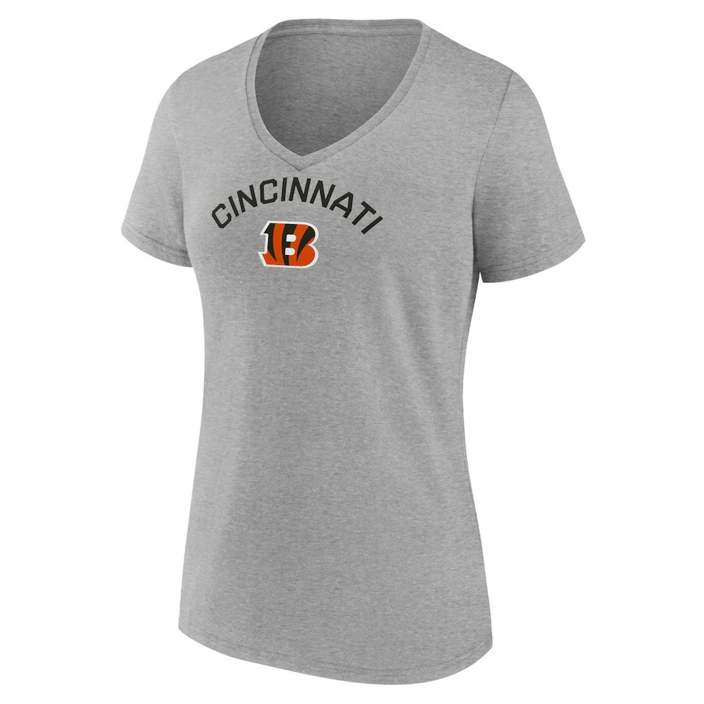 Cincinnati Bengals Women's Team Arc V-Neck T-Shirt - Heather Gray T-shirts