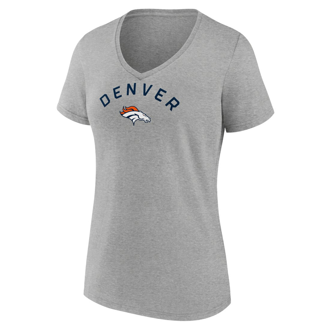 Denver Broncos Women's Team Arc V-Neck T-Shirt - Heather Gray T-shirts