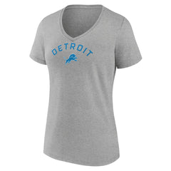 Detroit Lions Women's Team Arc V-Neck T-Shirt - Heather Gray T-shirts