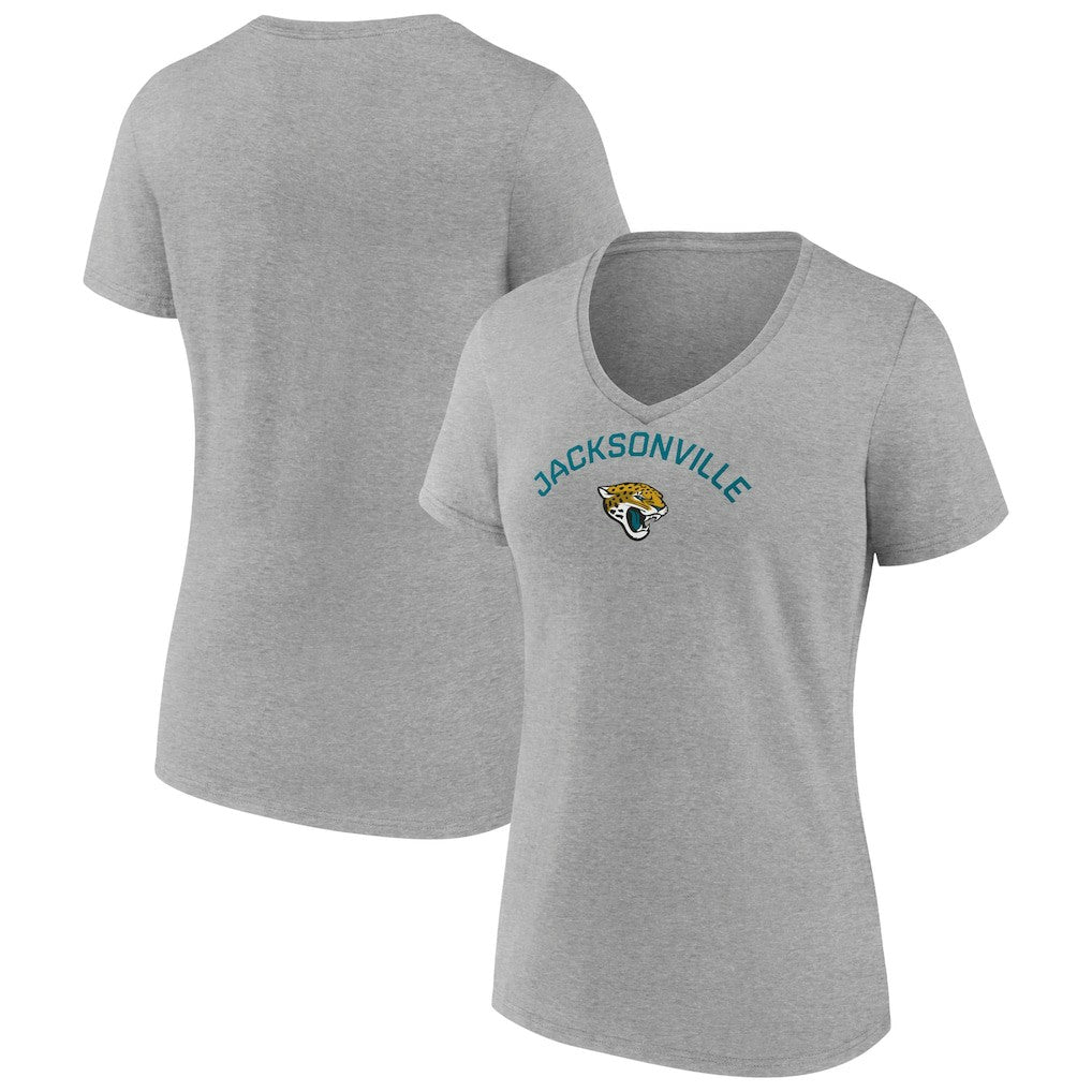 Jacksonville Jaguars Women's Team Arc V-Neck T-Shirt - Heather Gray T-shirts